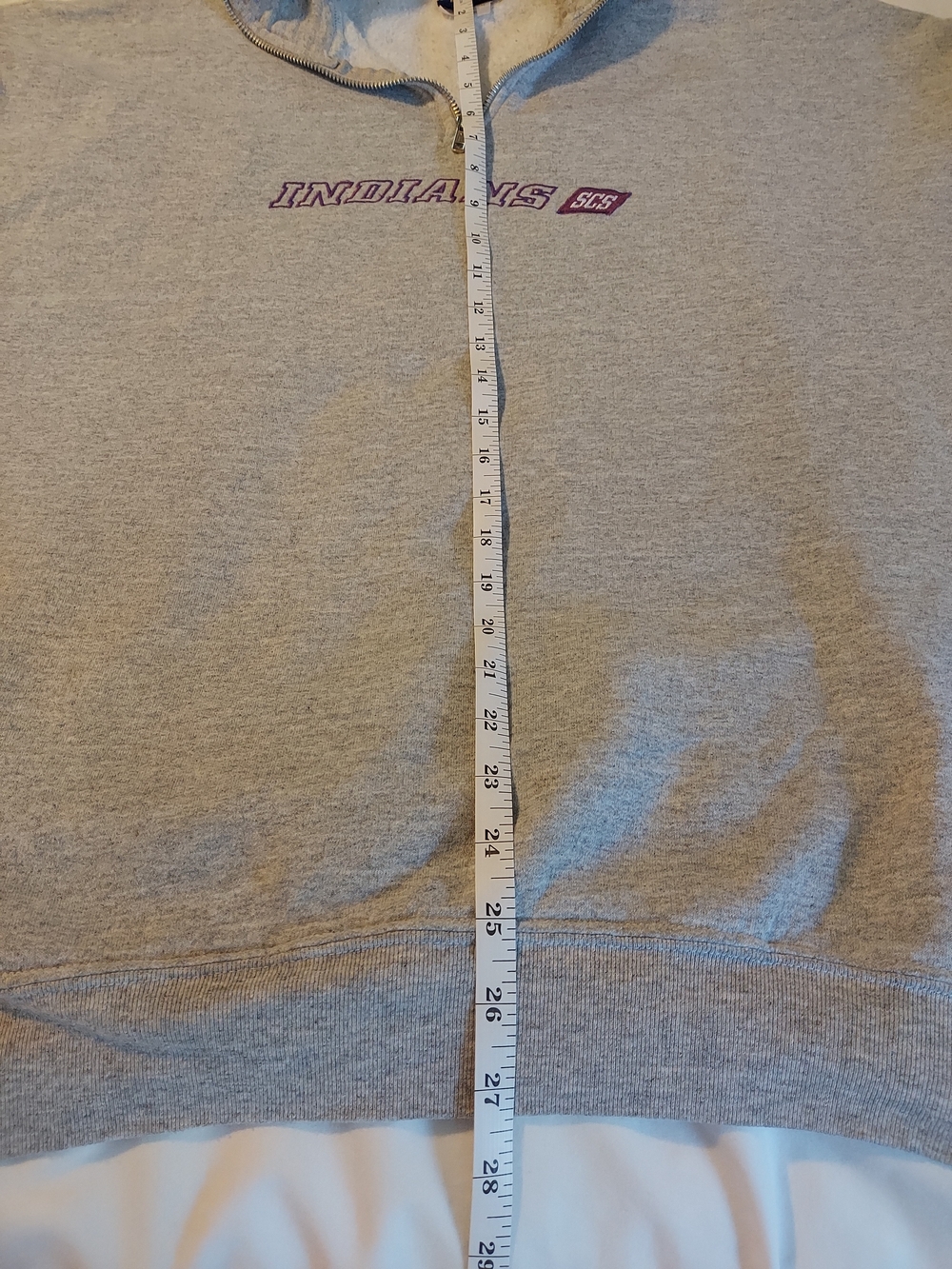 B&E Sport Vintage Gray Quarter Zip Sweatshirt "Indians SCS" Embroidered XL - Picture 7 of 8